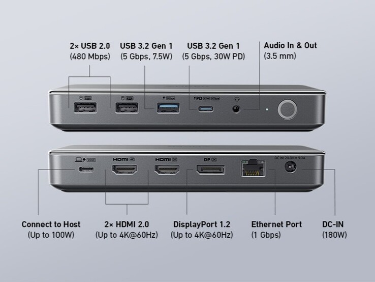Anker 564 USB-C扩展坞（10合1）。(图片来源: Anker)