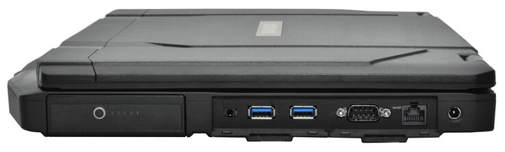 电池，3.5 毫米耳机，2 x USB-A 3.1 Gen 2，RS-232，RJ45 LAN