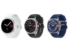 Galaxy Watch8(左)、Galaxy Watch8 Classic(中)和 Galxy Watch Ultra 2025(右)的非官方渲染图。(图片来源:Android Headlines)