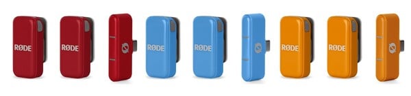 红色、蓝色和橙色的 Røde Wireless Micro。(图片来源：Røde）