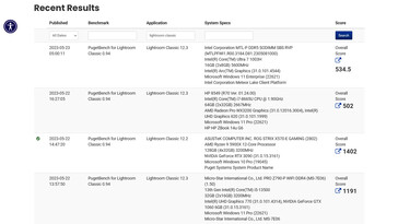 英特尔Meteor Lake Core Ultra 7 1003H和Core i7-8665U在PugetBench Lightroom Classic上。(来源：PugetBench)