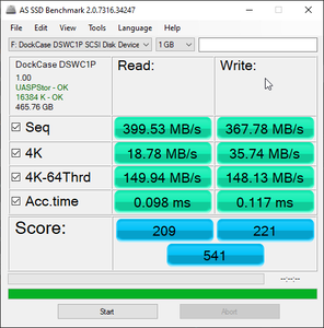 我的PC上的AS SSD，尽管这可能是由我的PC硬件造成的错误。