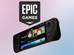 在阀门蒸汽甲板上方看到的 Epic Games 徽标