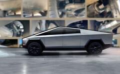 特斯拉 Cybertruck 的谍照显示了其悬挂系统。(图片来源:特斯拉和 Electrek - 已编辑)