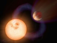一幅描绘系外行星和恒星的艺术插图。