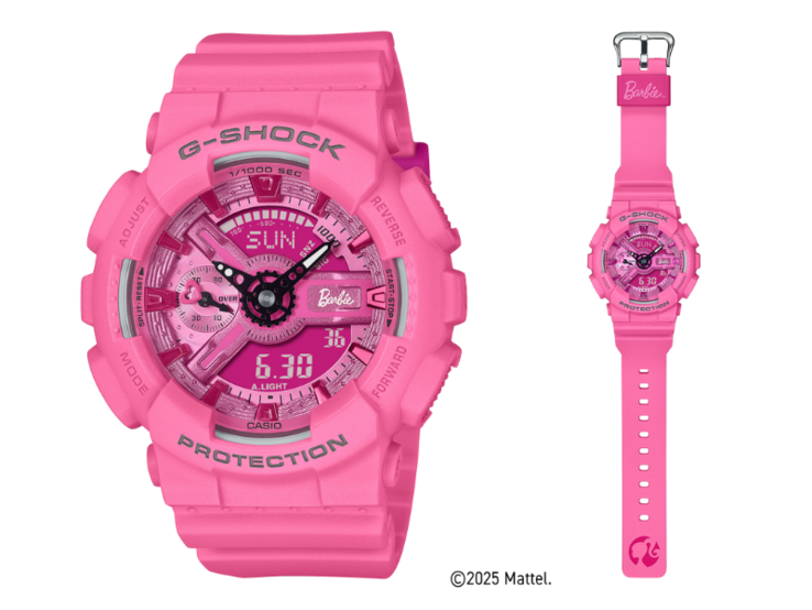 卡西欧 G-Shock GMA-S110BE-4A 芭比合作款手表。(图片来源：卡西欧）