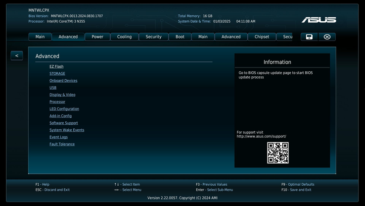 华硕 NUC 14 Essential 的 BIOS