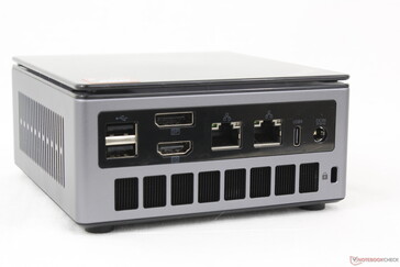 后部：2x USB 2.0-A、DisplayPort 2.0、HDMI 2.1、2x RJ-45 (2.5Gbps)、USB (40 Gbps) w/ DisplayPort + Power Delivery、AC 适配器、Kensington 锁