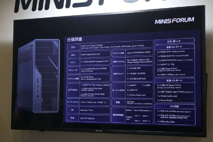 Minisforum MS-02 Ultra 硬件规格。(图片来源：PC Watch）