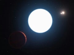一幅描绘中子星和行星的艺术插图。