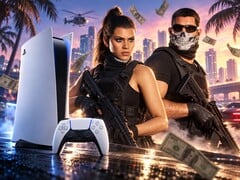 GTA 6角色与PS5和DualSense控制器并列展示。