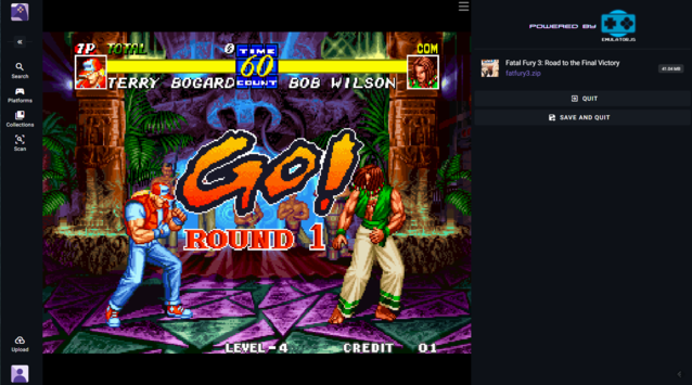 在浏览器中运行 Neo Geo 上的《致命狂怒 3》。Neo Geo 需要一些调整，但运行良好（图片来源：Notebookcheck）