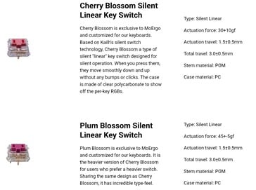 MoErgo Kailh Choc 无声和线性开关