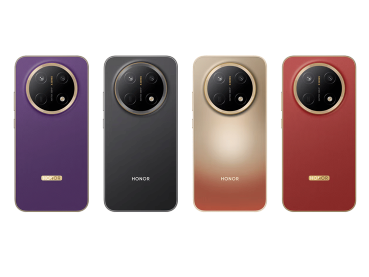 Honor X9e Pro 提供皇家紫、午夜黑、破晓金和红褐色四种配色。