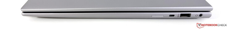 右边。纳米SIM卡插槽（WWAN型号可选），Kensington纳米锁，USB-A 3.2 Gen.1（5GBit/s），3.5毫米音频