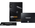 图为三星 870 EVO SATA 2.5 英寸固态硬盘与零售包装（图片来源：三星）