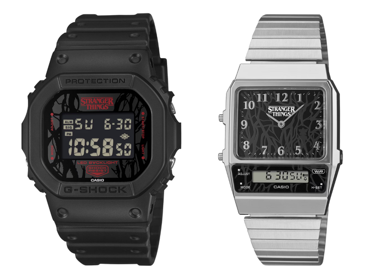 卡西欧 G-Shock DW5600STT-1(左)和 Vintage AQ800EST-1A(右)腕表。(图片来源:卡西欧,经编辑)