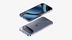 Pixel 11 Pro 的非官方渲染图，显示正面和背面。