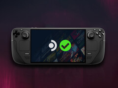 游戏掌上电脑的游戏分类超过 31,000 种。图为Steam Deck，屏幕上有验证过的标志。(图片来源：Valve - 已编辑）