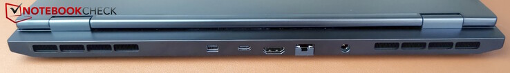 后部MiniDP 1.4（兼容 G-Sync）、USB-C 3.2 Gen2（10 Gb/s、DP 1.4a、Power Delivery）、HDMI 2.1（兼容 G-Sync）、LAN、电源