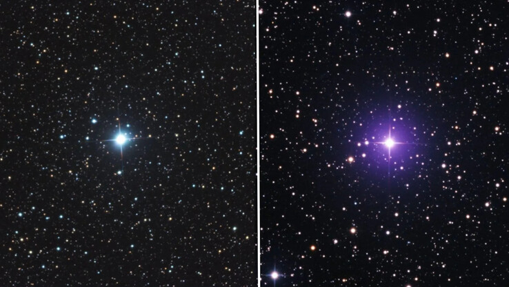 左侧为 V572 Velorum，右侧为 V462 Lupi。(图片来源：Eliot Herman）