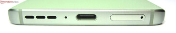 底部：扬声器、麦克风、USB-C 2.0、SIM 卡插槽