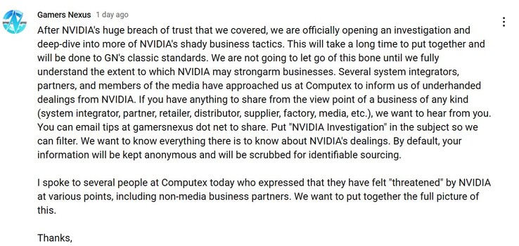 Gamers Nexus 对 Nvidia 展开调查。(图片来源：YouTube 上的 Gamers Nexus）