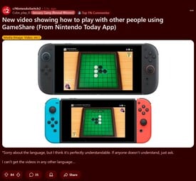 今日任天堂！Switch 2 GameShare 演示（图片来源：截图，Switch 2 subreddit）