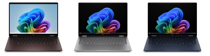 惠普为 AMD 机型保留了深咖啡色,为英特尔机型保留了流星银色,从左到右依次排列。