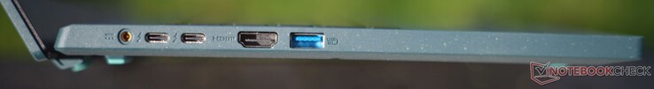 左：充电端口、2 个 Thunderbolt 4、HDMI 2.1、USB-A 3.2 Gen1