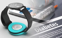 Afon血糖传感器是一种可穿戴设备，可以连接到适应的智能手表带上。 (图片来源: Afon - 编辑)