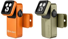 Olight Oclip 2 Pro（左）和 Oclip 2 Ultra（右）均配备可倾斜的灯头和可旋转的夹子，便于调节光束方向。