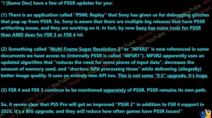 据报道,索尼正在为明年的 PS5 Pro 准备 PSSR2。(图片来源:摩尔定律已死)