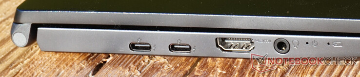 左边的连接：两个Thunderbolt 4，HDMI 2.0，耳机