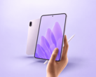 Oppo Pad Mini 柔光版的正面和背面展示,配有一支手写笔