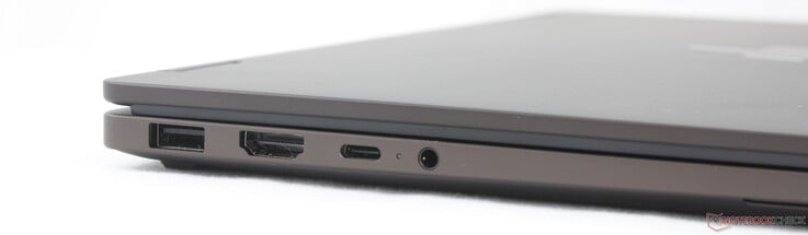 左侧：USB-A（10 Gbps）、HDMI 2.1、USB-C 3.2 Gen. 2（40 Gbps，支持 DisplayPort 2.1 和 Power Delivery 3.1）、3.5 毫米耳机接口