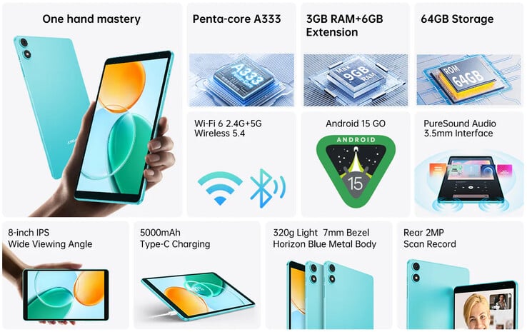 P85 平板电脑的主要亮点（图片来源：Teclast）