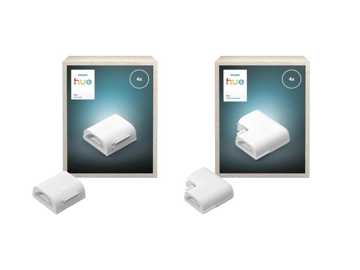 飞利浦 Hue Flux Connector 4x（左）和 Flux Corner Connector 4x（右）。(图片来源：Philips Hue via OBI，已编辑）