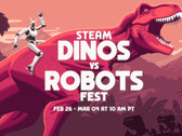 Steam 的 "恐龙大战机器人节"（Dinos vs. Robots Fest）预计将为近年来的众多明星游戏带来游戏优惠。(图片来源：YouTube 上的 Steam）