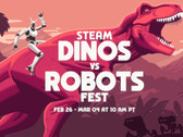 Steam 的 "恐龙大战机器人节"(Dinos vs. Robots Fest)预计将为近年来的众多明星游戏带来游戏优惠。(图片来源:YouTube 上的 Steam)