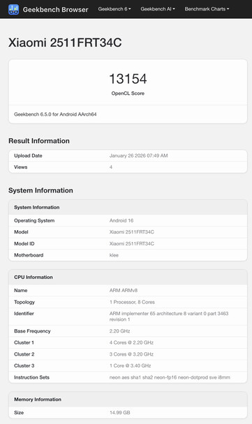(图片来源：Geekbench）