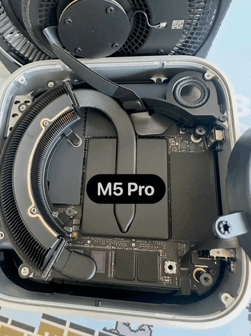 M5 Pro 版 Mac Mini 上同样焊接了 NAND 闪存