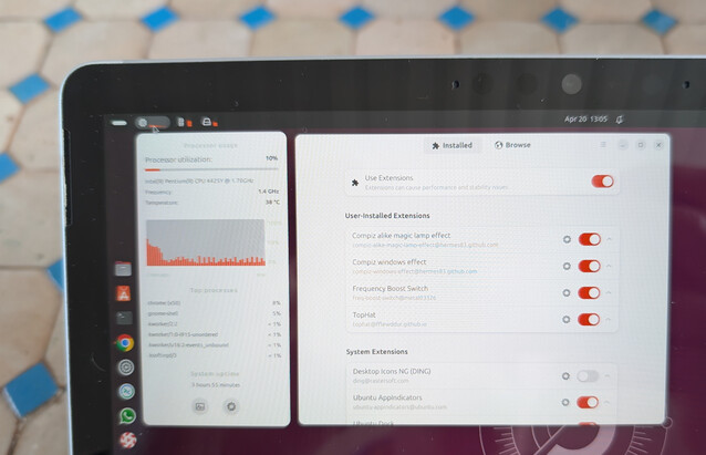 Gnome 扩展管理器允许你安装一些有用的调整（图片来源：Notebookcheck）