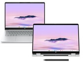 冰川银色的惠普Chromebook Plus 14 和惠普Chromebook Plus x360 14。(图片来源:惠普)