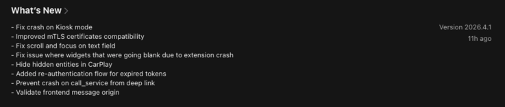 家庭助理应用程序 2026.4.1 版的发布说明