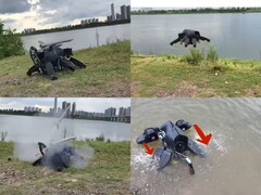 图为机器人在飞行、游泳、行走和发射导弹（图片来源：Chris Wabs；截图已编辑）