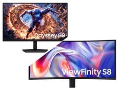 Samsung Odyssey G8(上)和 ViewFinity S8(下)。