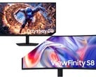 Samsung Odyssey G8(上)和 ViewFinity S8(下)。