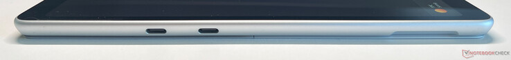 左： 2x USB-C 4.0，带 Thunderbolt 4（40 GBit/s、DisplayPort 2.1、Power Delivery 3.0）
