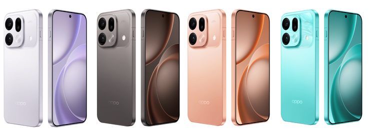 Find X9s Pro 所有配色的官方渲染图。